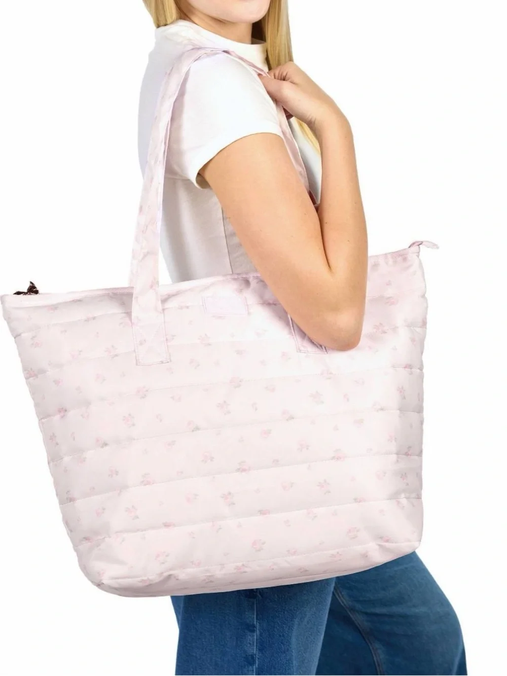 LoveShackFancy Quilted Light Pink Floral Tote